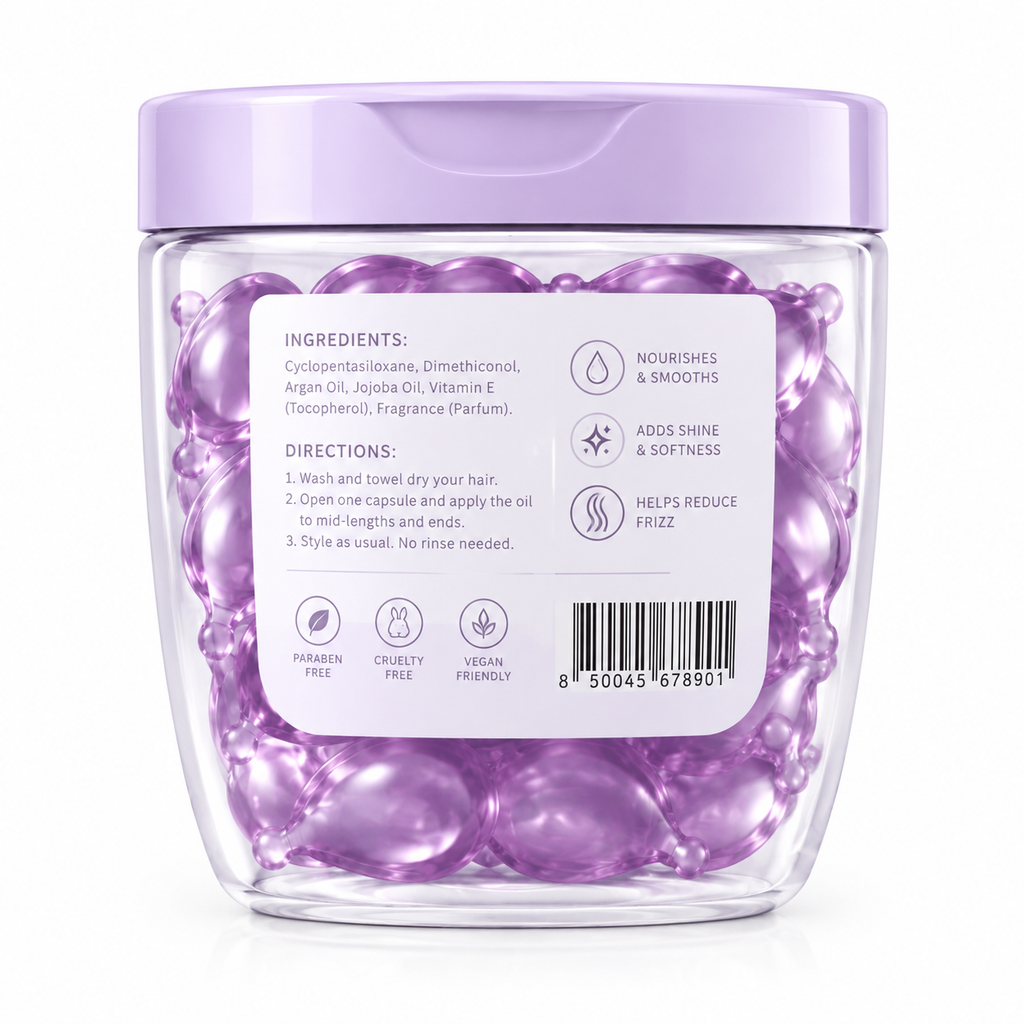 Hair Oil Capsules with Argan Oil, Jojoba Oil &amp; Vitamin E