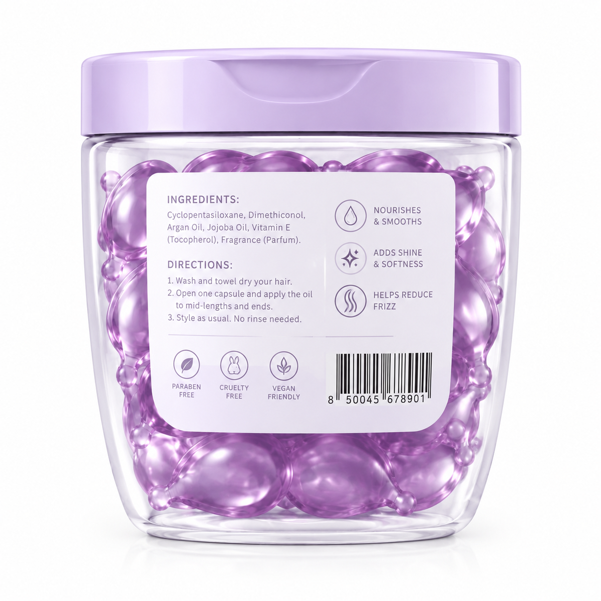 Hair Oil Capsules with Argan Oil, Jojoba Oil &amp; Vitamin E