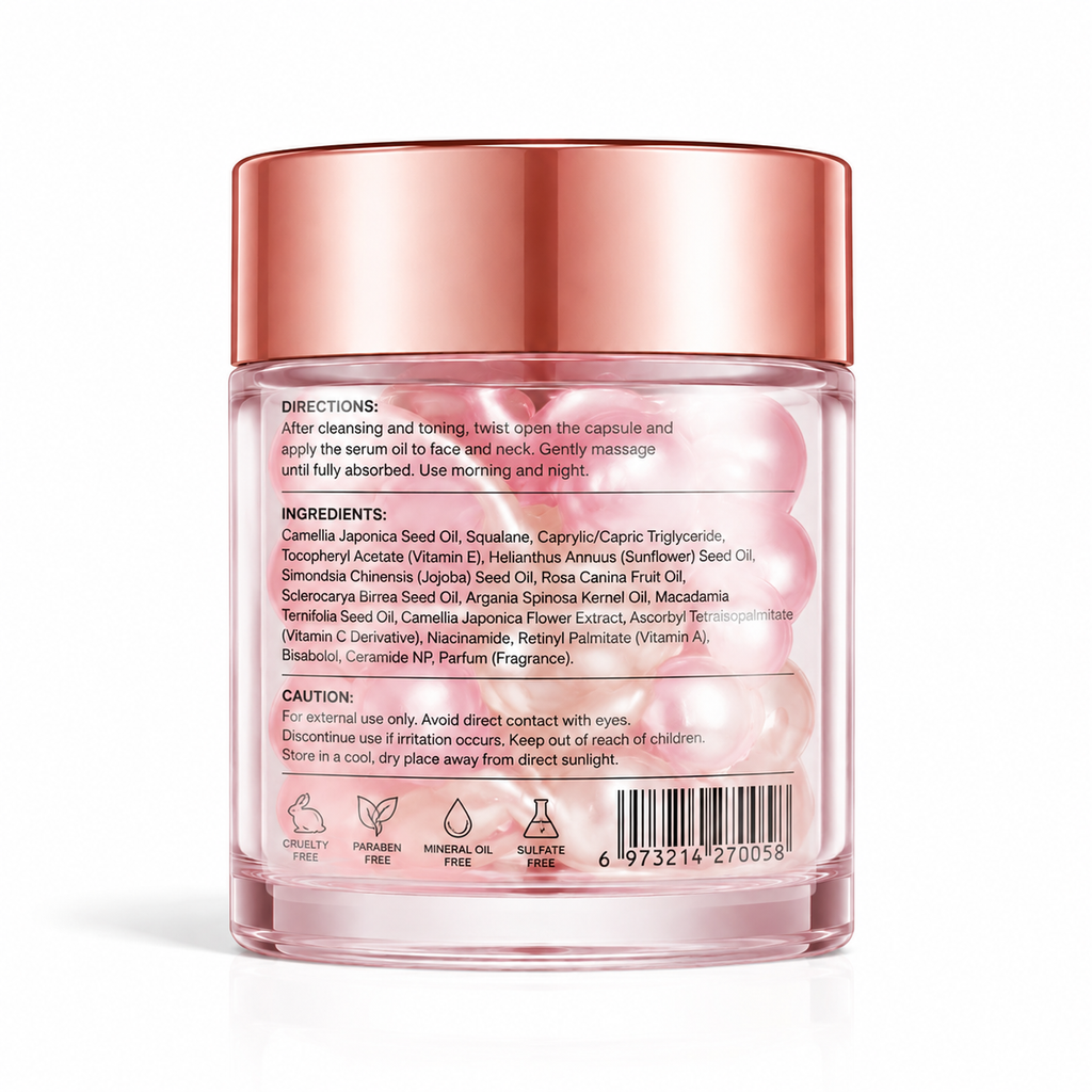 Camellia Glow Radiance Capsule Serum Oil with Vitamin C, Niacinamide &amp; Botanical Oils