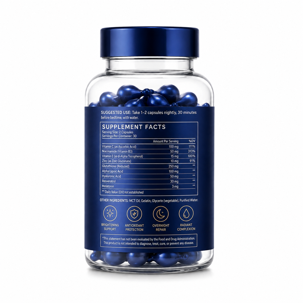 Brightening Night Care Capsules with Glutathione, Vitamin C, Resveratrol &amp; Hyaluronic Acid