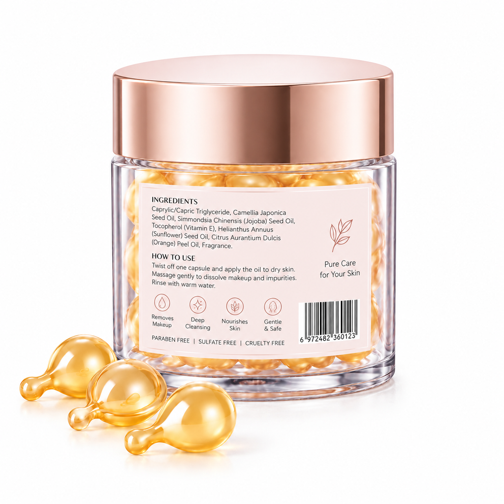 Cleansing Oil Capsules with Camellia Oil, Jojoba Oil &amp; Vitamin E
