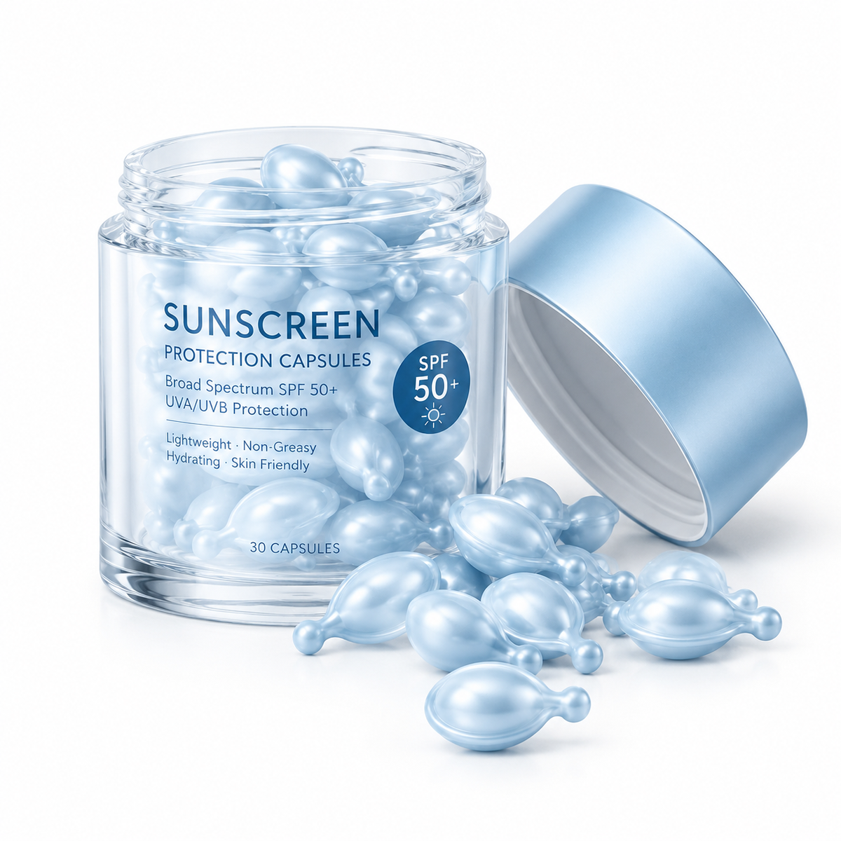 Sunscreen Protection Capsules SPF 50+ with Vitamin E, Green Tea &amp; Aloe Vera