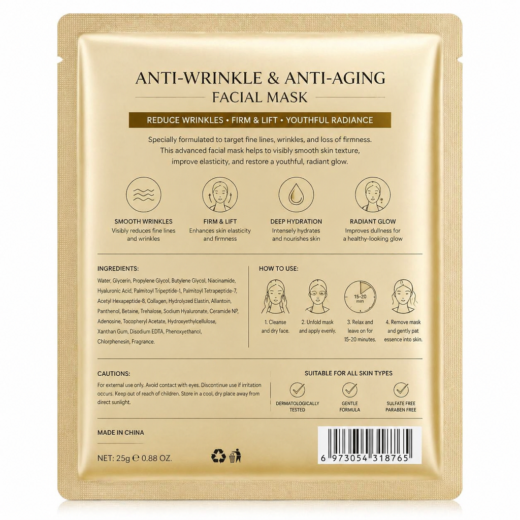 Wholesale OEM/ODM Private Label Anti Wrinkle Face Mask Best Brightening Sheet Facial Mask Skin Care