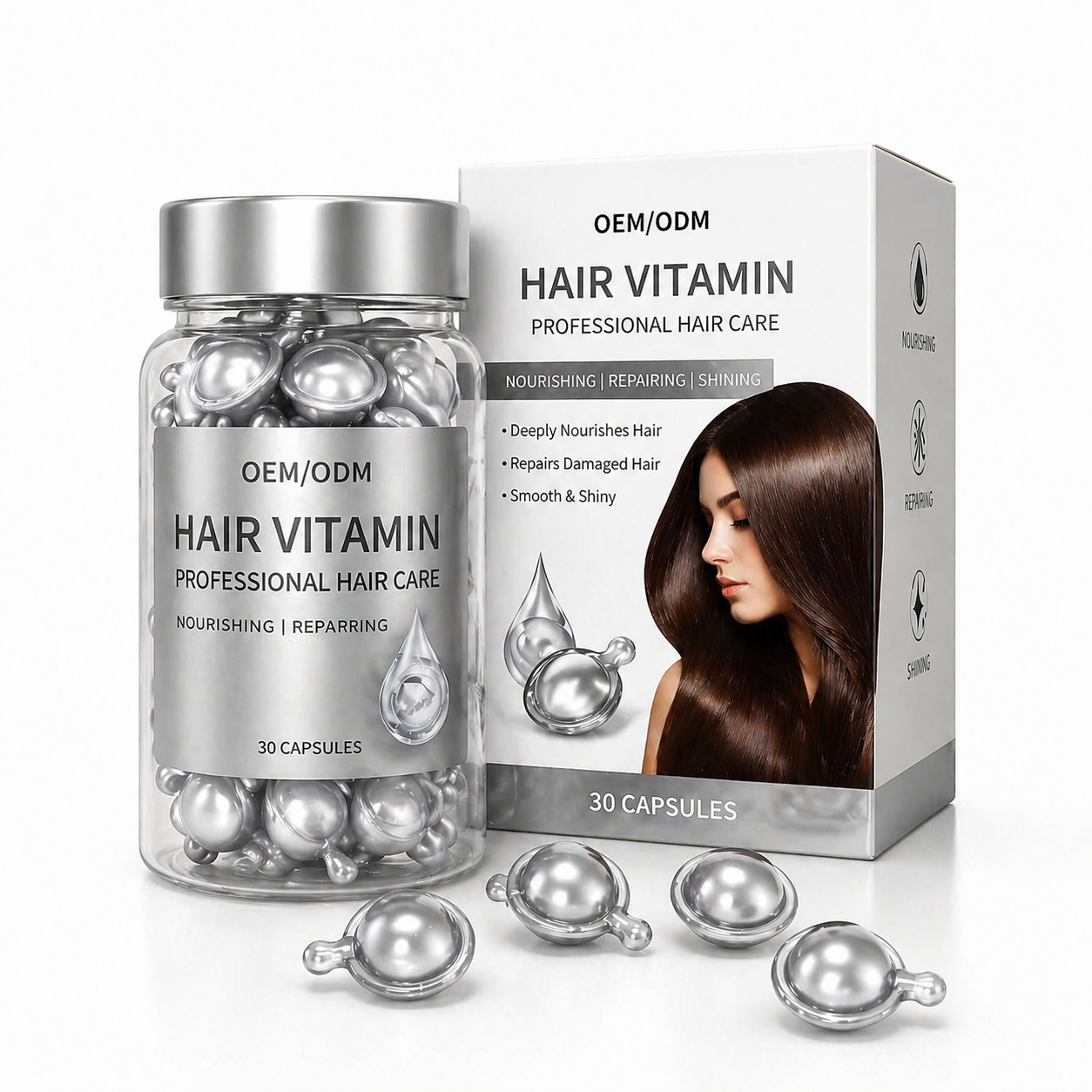 Hair Vitamin Oil Capsules with Argan Oil Smooth Shine And Frizz Control OEM