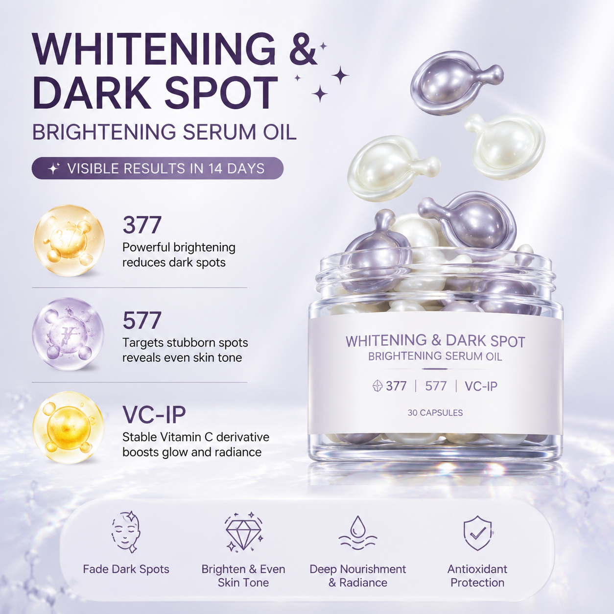 377 Brightening Serum Capsules Dark Spot Correcting Vitamin C Private Label OEM
