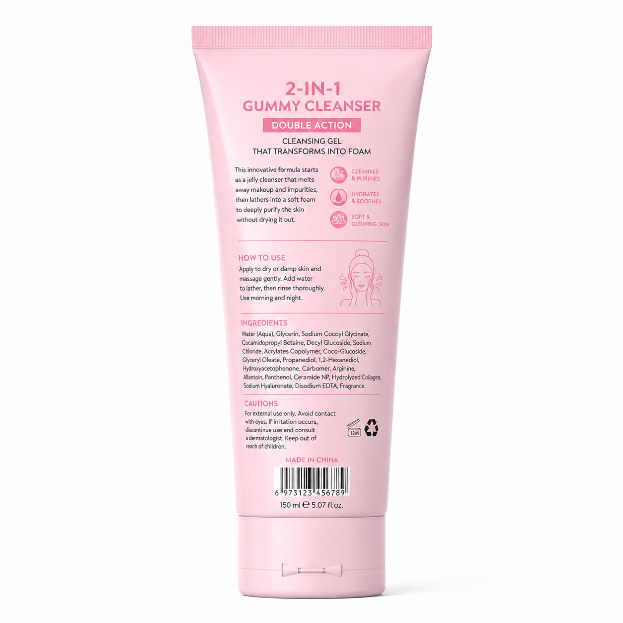 2-in-1 Jelly to Foam Cleanser with Ceramide & Hyaluronic Acid