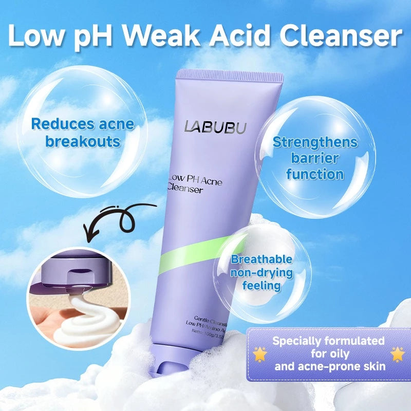 LABUBU Facial Wash Low PH Acne Cleanser Sabun muka 100 gram Untuk Kulit Sensitif