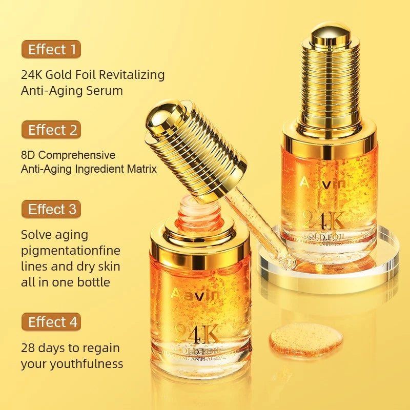 Aavini 24K Gold Foil Anti-Aging Serum 30ml Firming Hydrating Radiant Glow
