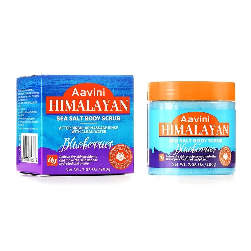 Aavini Blueberry Himalayan Salt Body Scrub 200g Exfoliate Smooth Brighten
